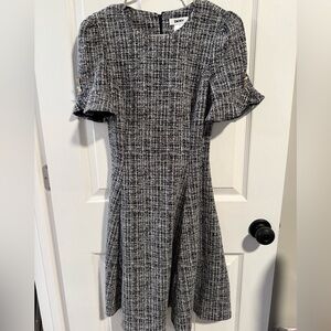 DKNY Monochrome Tweed Long Sleeve Dress